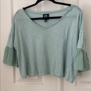 Green Ruffled Sleeve Blouse